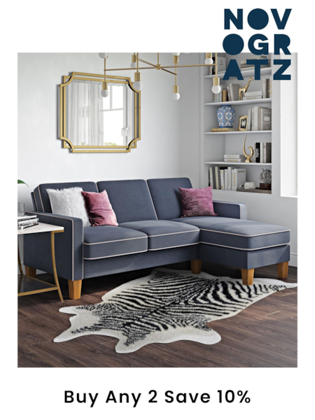 Novogratz Blue Bowen Sectional Sofa (E80896) | £780