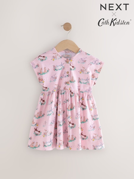 Pink Cath Kidston Jersey 100% Cotton Dress (3mths-7yrs) (E81161) | £14.50 - £16.50