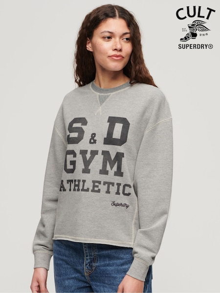Superdry Grey Athletic Essentials Loose Crop Crew Sweatshirt (E81352) | £45