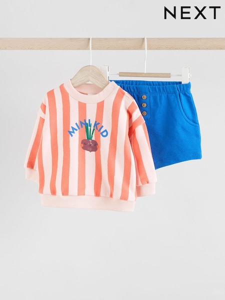 Bright Veg Print Baby Sweatshirt and Shorts Set (E81364) | £12 - £14