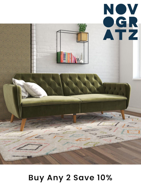 Novogratz Green Tallulah Memory Foam Futon (E81470) | £715