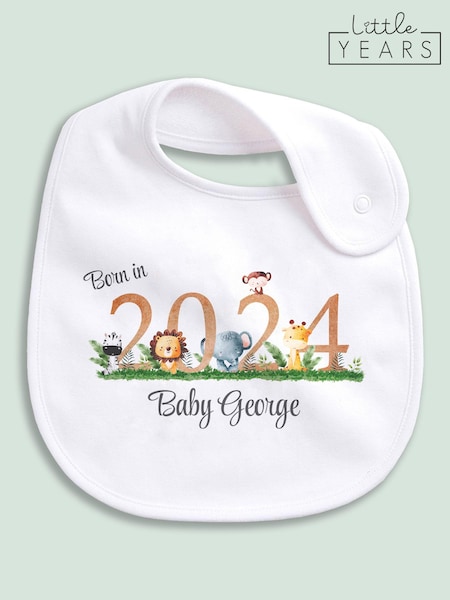 Little Years Personalised Year 100% Cotton White Bib (E81477) | £14
