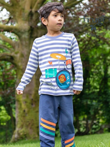 Frugi Purple Striped Drum Music Applique Top (E81495) | £11 - £13