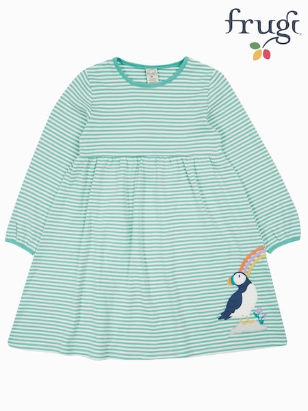 Frugi Green Striped Puffin Dress (E81600) | £28 - £32