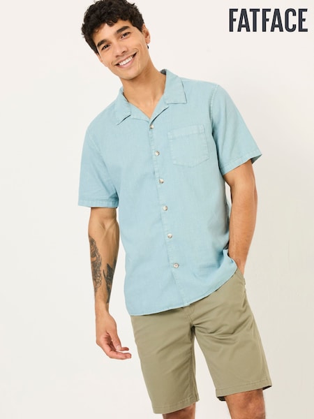 FatFace Bugle Light Blue Linen Cotton Shirt (E81694) | £42