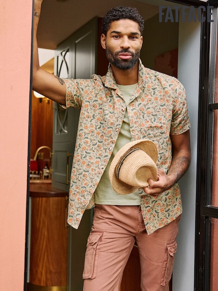 FatFace Mid Green Short Sleeve Bloom Print Shirt (E81838) | £44