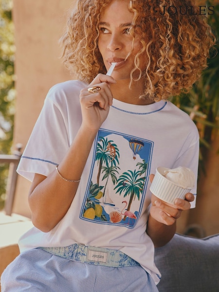 Joules Postcard Graphic Cotton Short Sleeve T-Shirt (E81868) | £28