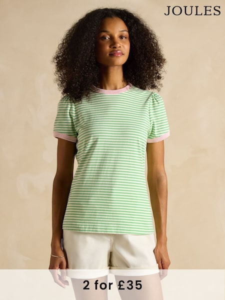 Joules Erin Green Short Sleeve Striped T-Shirt (E81872) | £24
