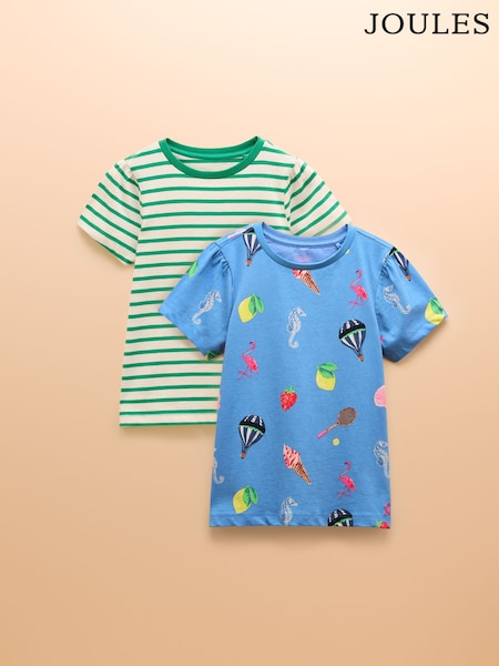 Joules Let's Go Green/Blue Short Sleeve T-Shirt Multipack (E81899) | £18 - £20