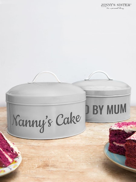 Personalised Grey Cake Tin by Jonnys Sister (E82090) | £46