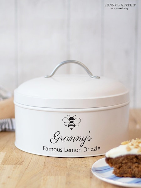 Cream Personalised Bee Cake Tin by Jonnys Sister (E82092) | £46