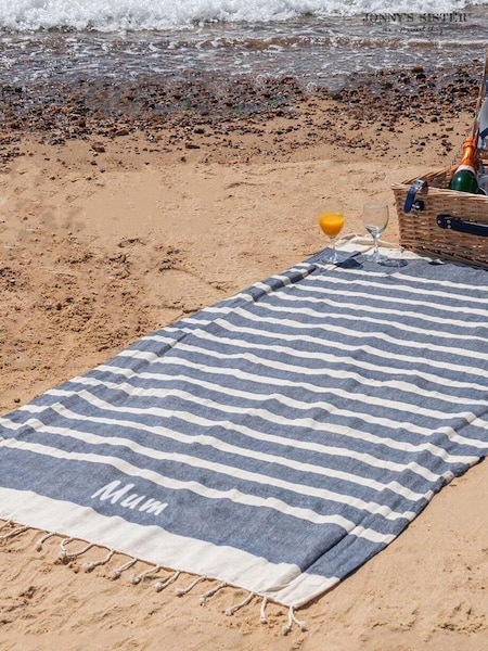 100% Cotton Personalised Striped Hammam Beach Towel by Jonnys Sister (E82096) | £30