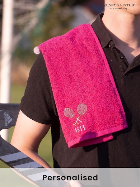 Pink Personalised Embroidered 100% Cotton Tennis Towel by Jonnys Sister (E82182) | £18