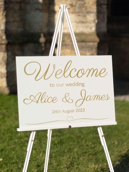Personalised Wedding White Welcome Sign by Jonnys Sister (E82191) | £30