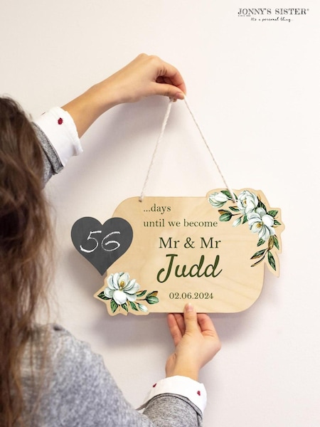 Personalised Wooden Wedding Countdown Sign by Jonnys Sister (E82204) | £30