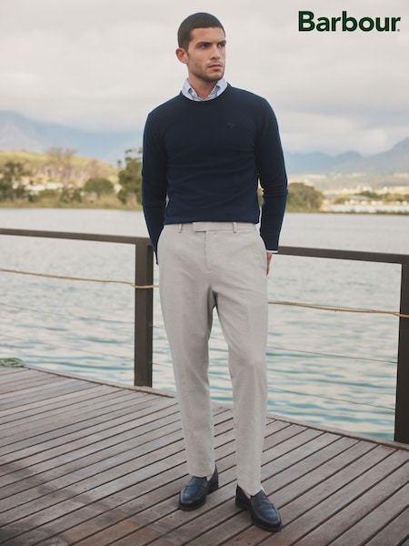 Barbour® Grey Slim Fit Striped Seersucker Suit Trousers (E82217) | £125
