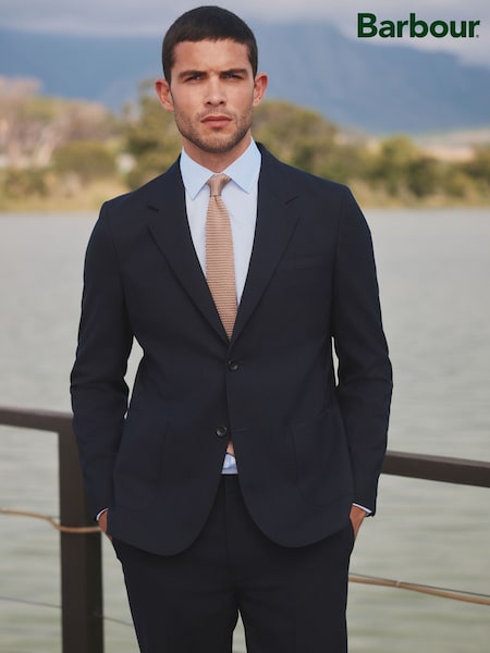 Barbour® Navy Slim Fit Wool Suit Jacket (E82228) | £250