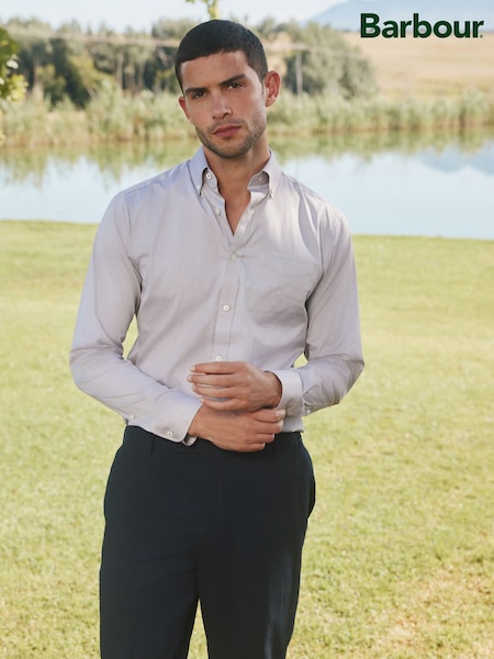 Barbour® Neutral Brown 100% Cotton Long Sleeve Oxford Shirt (E82232) | £75