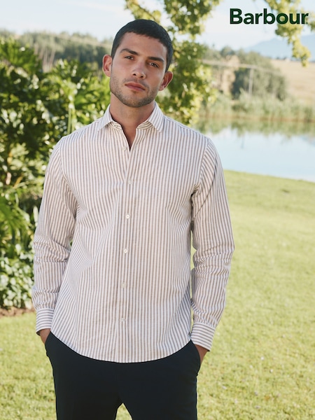 Barbour® Neutral Stripe Long Sleeve Blend Shirt (E82236) | £80