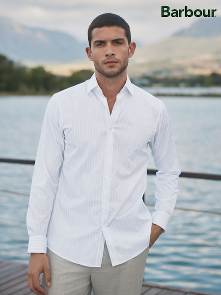 Barbour® Black/White Stripe 100% Cotton Long Sleeve Shirt (E82237) | £75