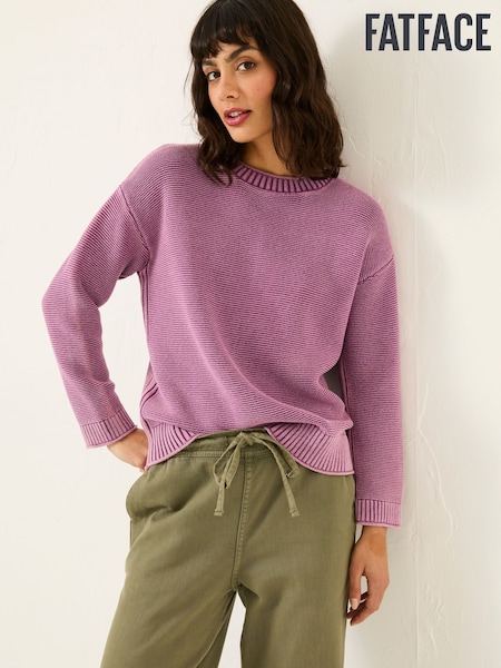FatFace Elia Dusky Purple Laundered Knitted Jumper (E82253) | £30
