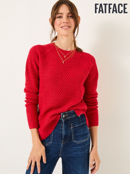 FatFace Ella Red Textured Jumper (E82289) | £49.50