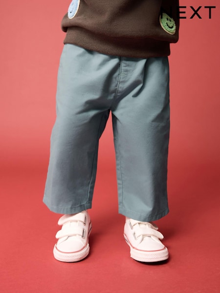 Blue Wide Leg 100% Cotton Chino Trousers with Elasticated Waist (3mths-7yrs) (E82340) | £10 - £12
