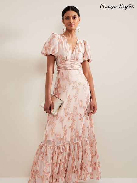Phase Eight Pink Genette Jacquard Maxi Dress (E82504) | £289