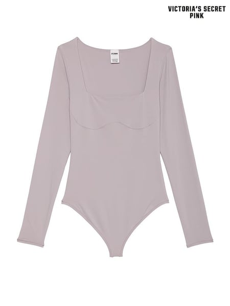 Victoria's Secret PINK Dusty Purple Square Neck Soft Stretch Bodysuit (E82556) | £39