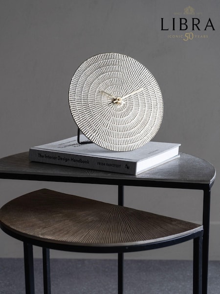 Libra Interiors Champagne Textured Mantel Clock D20cm (E82589) | £70