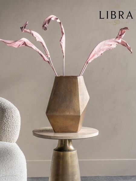 Libra Interiors Brass Cast Aluminium Faceted Vase (E82597) | £90