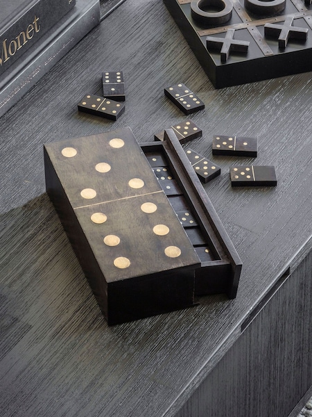 Libra Interiors Brown Columbia Small Wooden Domino Set in Storage Box (E82598) | £59