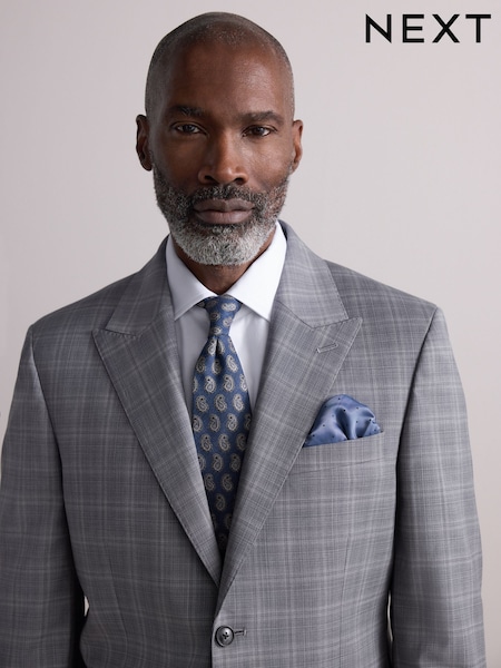 Grey Tailored Fit Zignone Check Suit Jacket (E82623) | £189