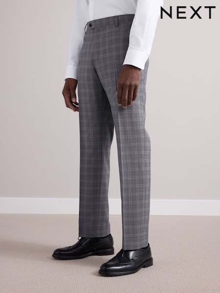Grey Tailored Fit Zignone Check Suit Trousers (E82624) | £110