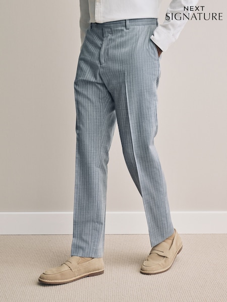 Blue Signature Tailored Fit Striped Suit Trousers (E82631) | £85