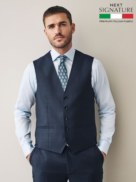 Navy Signature Cerutti Italian Fabric Suit Waistcoat (E82638) | £100