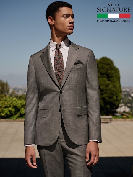 Grey Slim Fit Signature Cerutti Italian Fabric Suit Jacket (E82639) | £225