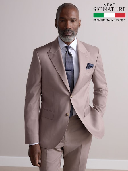 Neutral Slim Fit Signature Cerutti Italian Fabric 100% Wool Suit Jacket (E82645) | £225