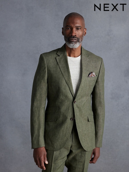 Green Slim Fit Leomaster Italian Fabric Suit Jacket (E82673) | £149