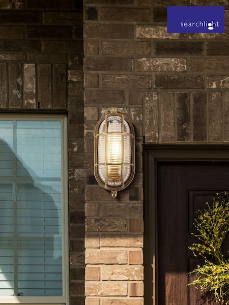 Searchlight Brass Oceanic Round Wall Outdoor Light (E82686) | £114