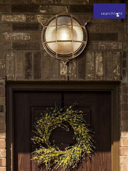 Searchlight Brass Ocean Oval Wall Outdoor Light (E82688) | £60