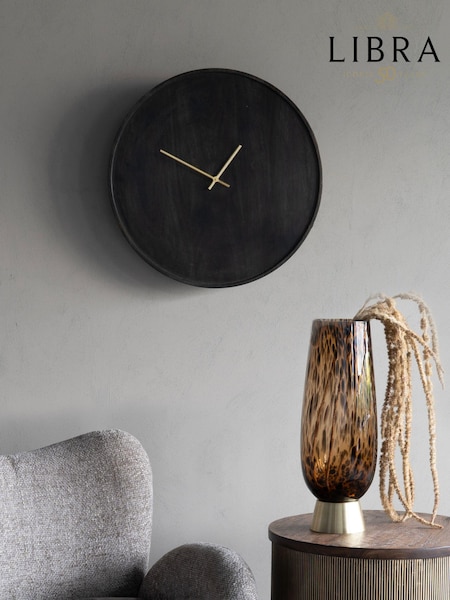 Libra Interiors Black Mango Wood Bowl Wall Clock (E82744) | £79 - £149