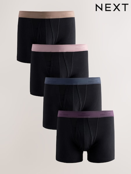 Black Blue/Purple Waistbands 4 pack Signature A-Fronts Boxers (E82760) | £24