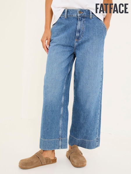 Hove Blue Denim Wide Leg Crop Jeans (E82832) | £59
