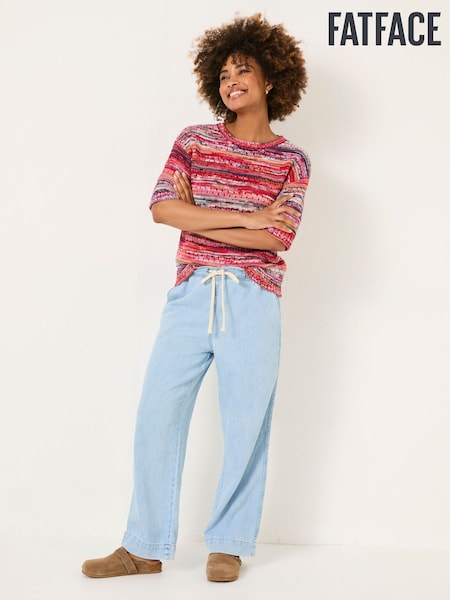FatFace Ashby Light Blue Denim Straight Leg Drawstring Jeans (E82840) | £55