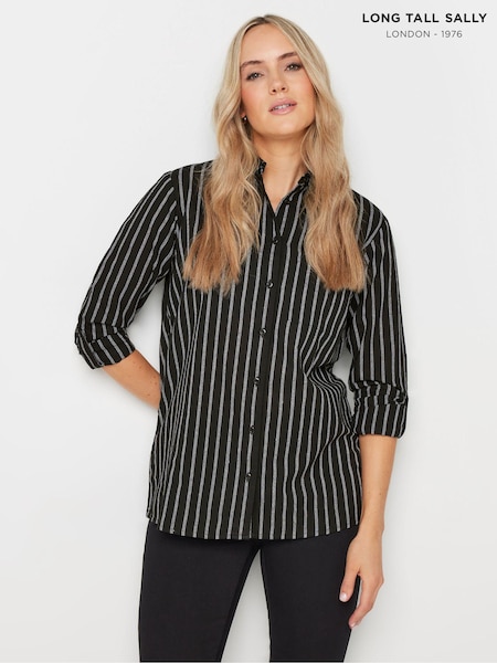 Long Tall Sally Black Stripe Long Sleeve 100% Cotton Shirt (E82866) | £29