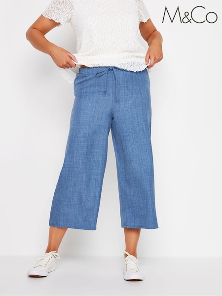 M&Co Blue Linen Look Culottes (E82885) | £30