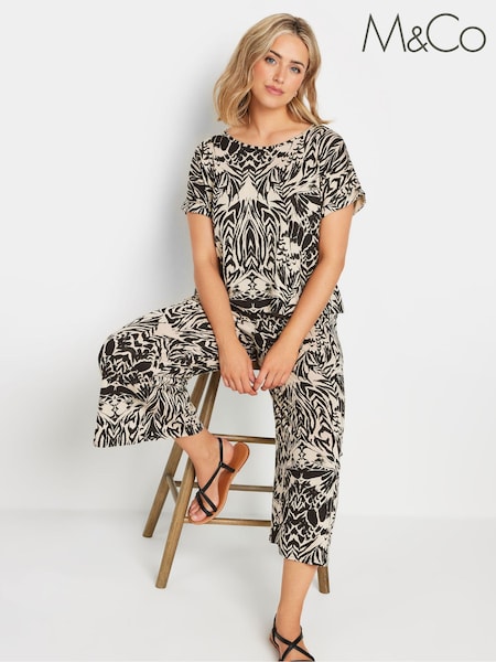 M&Co Black Printed Culottes (E82921) | £28