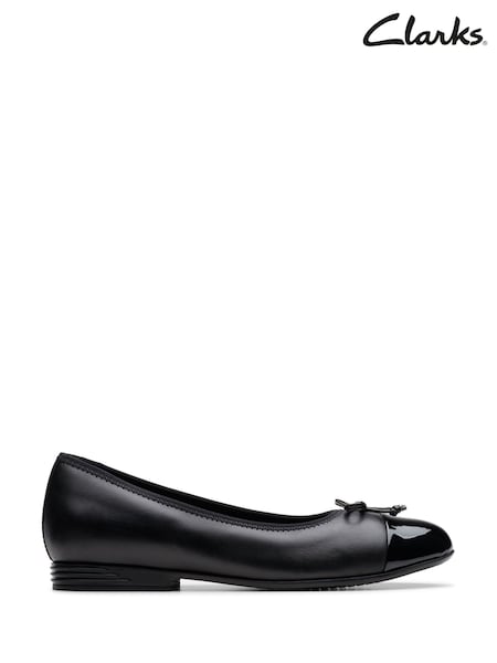 Clarks Black Wide Fit (G) Finja Bloom Ballerina Shoes (E82952) | £42