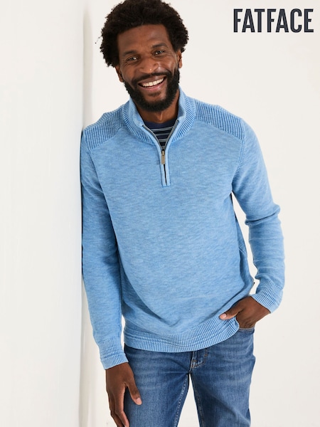 FatFace Light Blue Berwick Laundered Half Neck Jumper (E82959) | £55